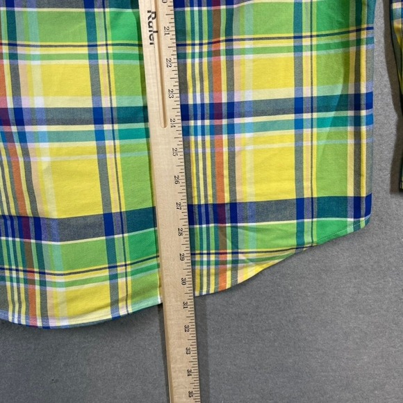 Polo Ralph Lauren Shirt Men Medium Yellow Madras Classic Long Sleeve Button Down - Picture 8 of 10